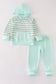 Green stripe boy hoodie set