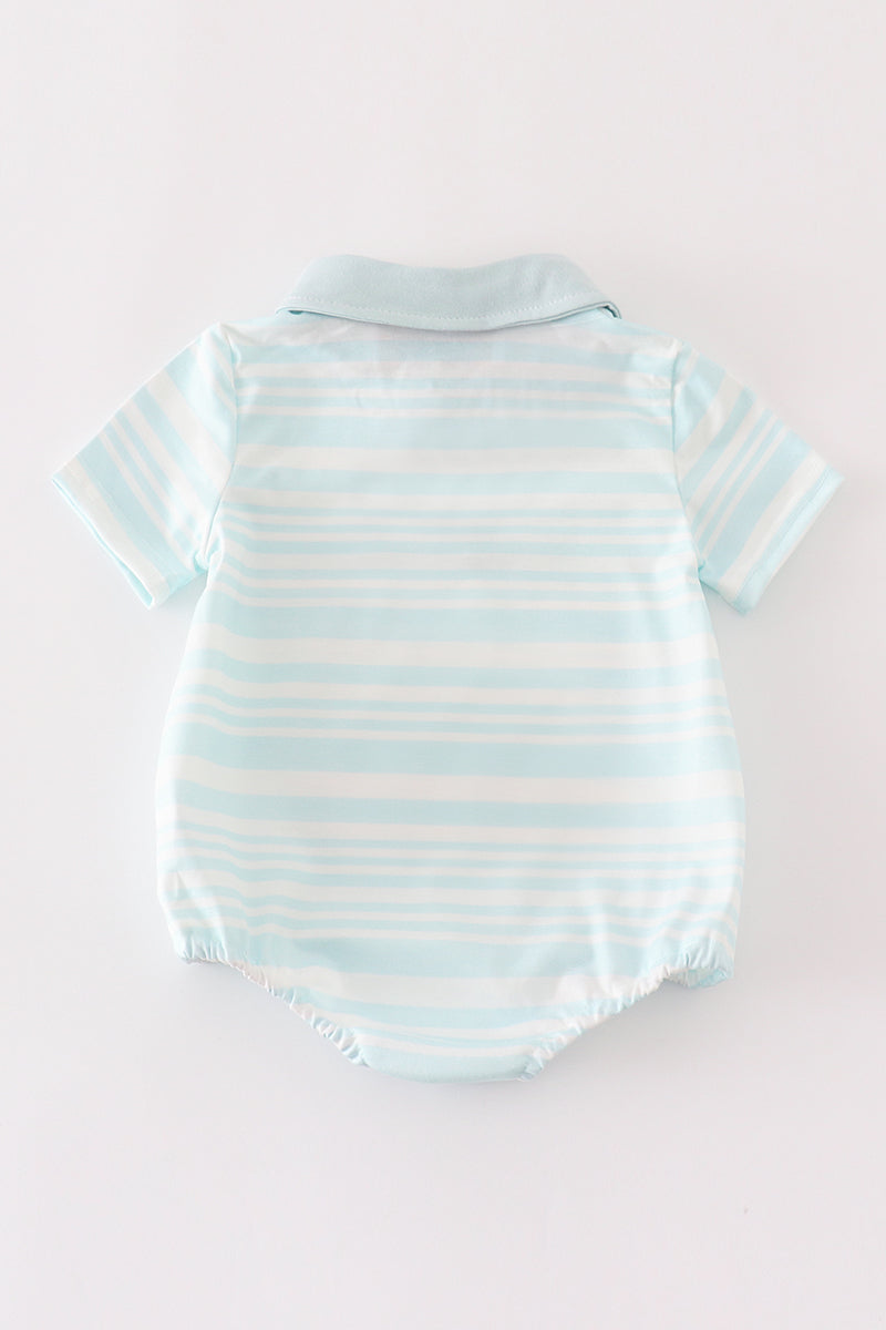 Blue stripe ruffle boy bubble