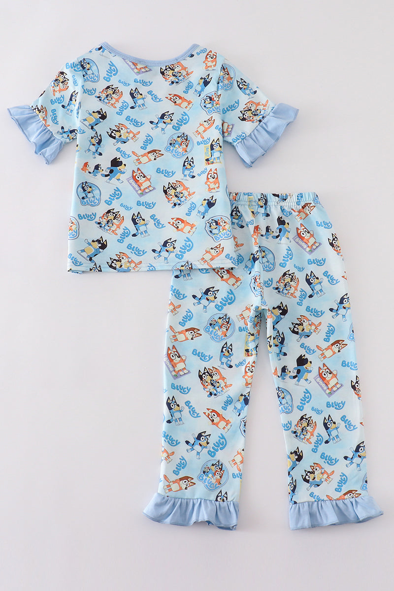 Blue character girl pajamas set