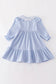 Blue corduroy leopard ruffle girl dress