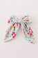 Pink floral print sailor hair bow