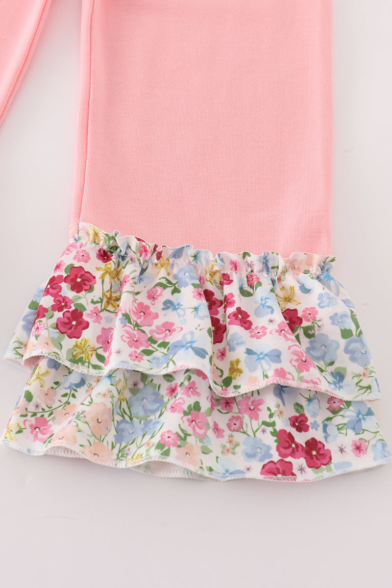 Pink floral print girl set