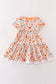 Orange pumpkin print girl dress