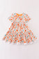 Orange pumpkin print girl dress