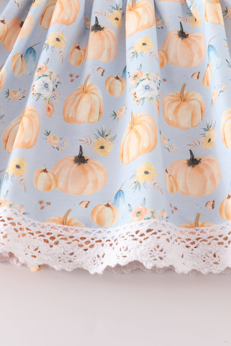 Pumpkin print ruffle girl bubble