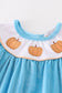 Blue velvet pumpkin embroidery girl set