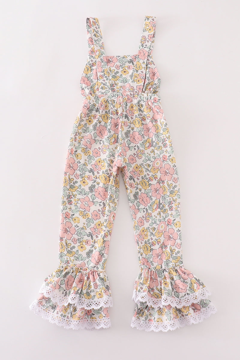 Floral print girl jumpsuit