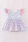 Pink bow print ruffle bubble