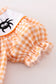 Orange halloween embroidery plaid girl bubble