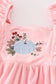 Pink velvet pumpkin embroidery girl set