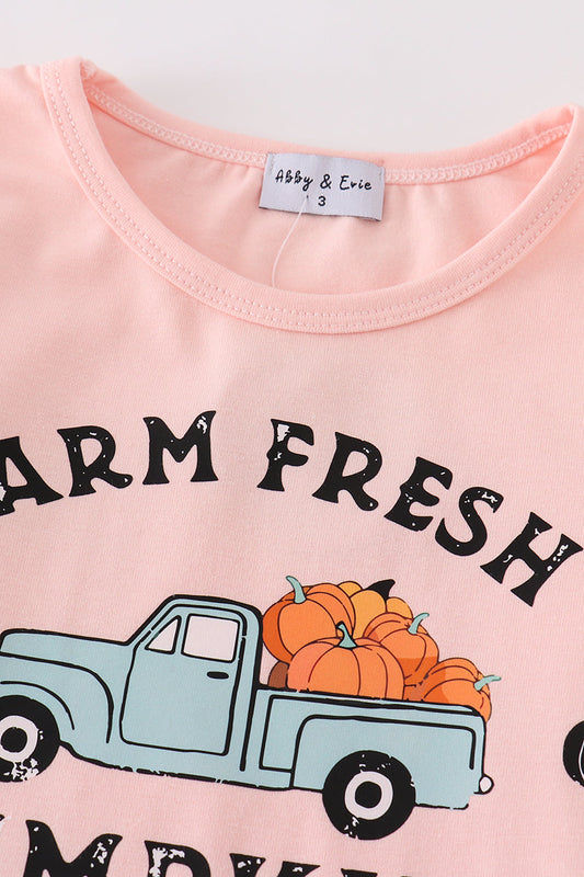 Pink farm fresh pumpkins girl top