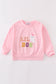 Pink halloween LIL BOO chenille patch girl top