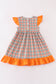 Pumpkin french knot gingham dress