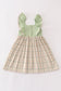 Sage pumpkin french knot ruffle dress