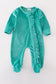 Turquoise velvet girl romper