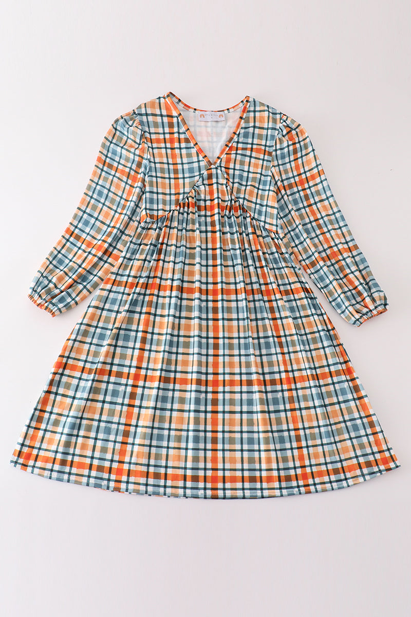 Green plaid mom&me dress