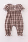 Brown plaid turkey french knot girl romper