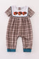 Brown plaid turkey french knot boy romper