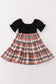 Rust plaid girl smocked dress