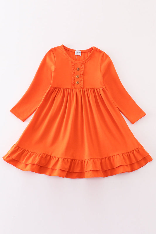 Orange ruffle girl dress