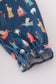 Navy nativity print ruffle gown