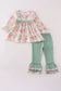 Floral print ruffle pants set
