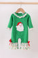 Green santa claus applique ruffle romper