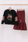Black leopard tree deer print pants set
