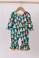 Green tree print ruffle romper