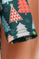 Green tree print ruffle pants set