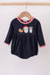 Navy christmas santa cookie milk embroidery bubble