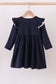 Navy christmas santa claus embroidery dress