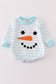Blue snowman embroidery stripe bubble