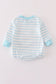 Blue snowman embroidery stripe bubble