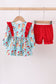 Blue christmas character print bloomer set