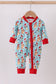 Blue christmas character print romper