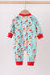 Blue christmas character print romper