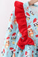 Blue christmas character print ruffle pants set