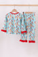 Blue christmas character print pajamas ruffle pants set