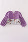 Purple butterfly print velvet dress