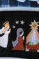 Navy nativity embroidery plaid ruffle romper