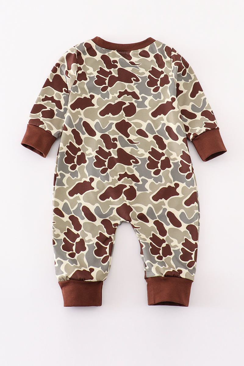 Camouflage antler embroidery boy romper