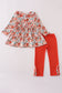 Fox embroidery floral print pants set
