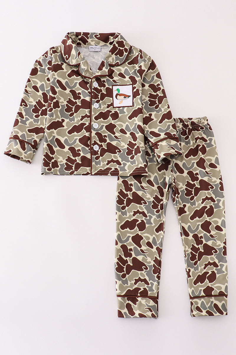 Camouflage duck embroidery boy pajamas set