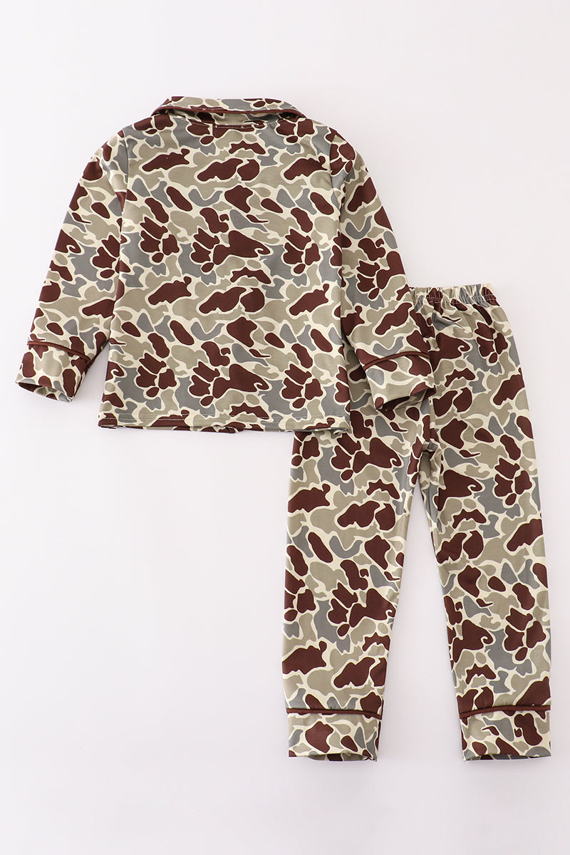 Camouflage duck embroidery boy pajamas set