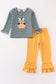 Green stripe cow pumpkin applique girl set