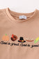 Khaki thanksgiving turkey embroidery boy set