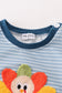 Blue stripe turkey french knot boy top