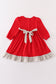 Maroon cotton french knot girl dress