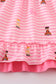 Pink stripe barbie print ruffle dress